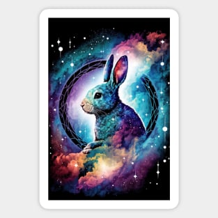 Year of the rabbit chinese zodiac sign colorful glaxy background Magnet